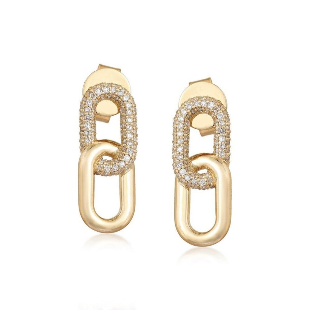 Double Link 14K (or 18k upon request) Yellow Gold Chain Earrings